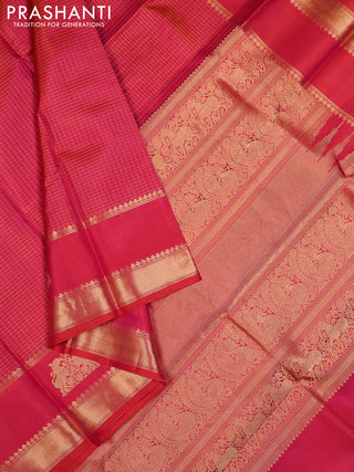 Pink Pure Kanchipuram Silk - Checks