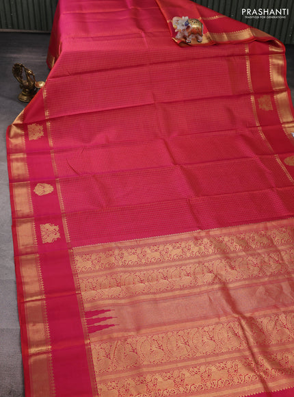 Pink Pure Kanchipuram Silk - Checks