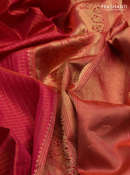 Pink Pure Kanchipuram Silk - Checks