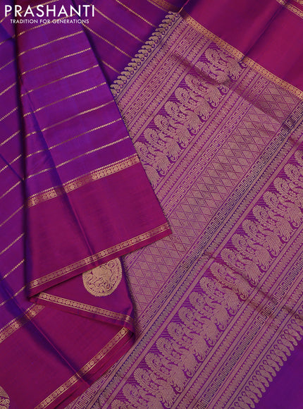 Purple Pure Kanchipuram Silk  - Zari Weaves
