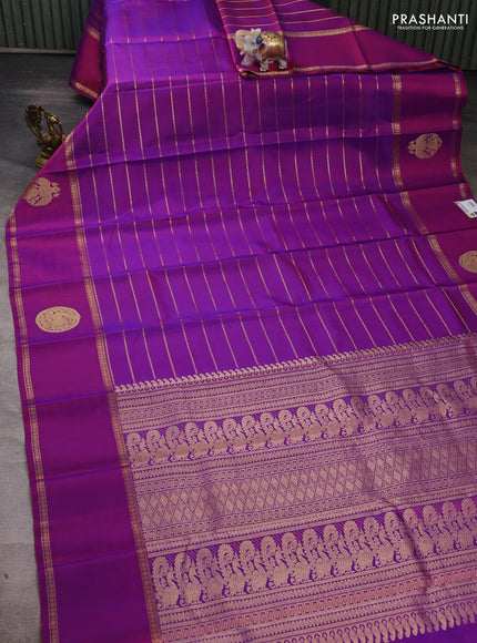 Purple Pure Kanchipuram Silk  - Zari Weaves