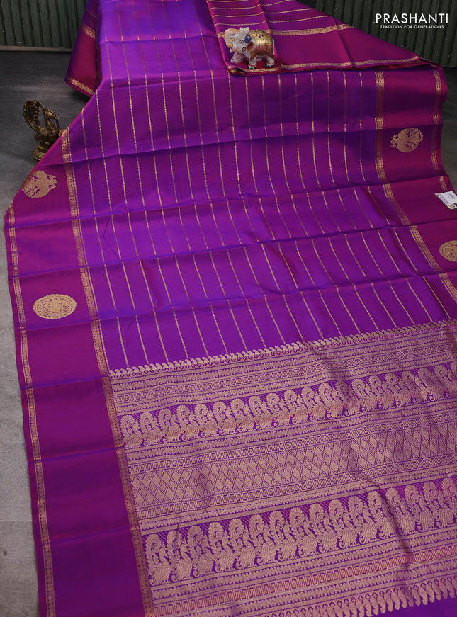 Purple Pure Kanchipuram Silk  - Zari Weaves