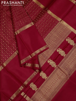 Red Pure Kanchipuram Silk - Checks