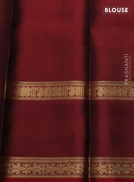 Black & Maroon Pure Kanchipuram Silk - Zari Butta