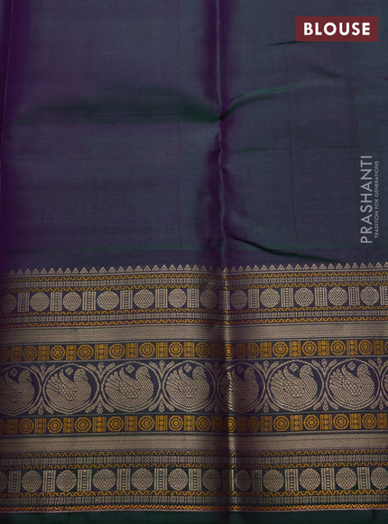 Violet & Green Pure Kanchipuram Silk - Checks