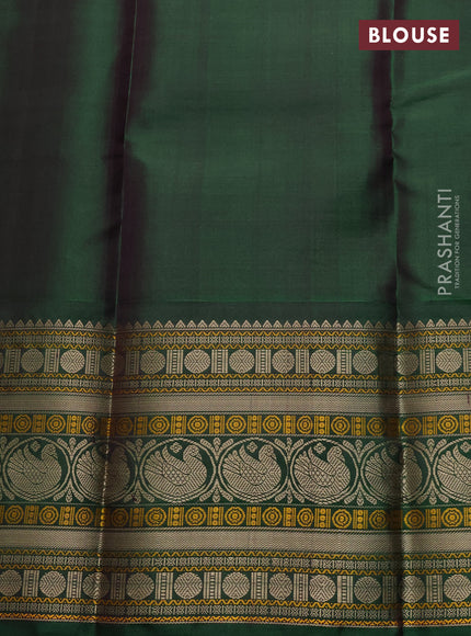 Beige & Green Pure Kanchipuram Silk - Checks