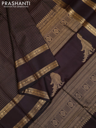 Jamun Pure Kanchipuram Silk - Checks