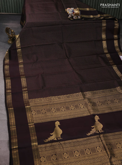 Jamun Pure Kanchipuram Silk - Checks