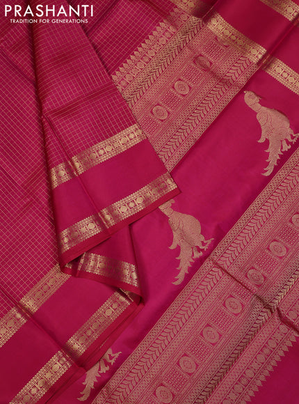 Pink Pure Kanchipuram Silk - Checks