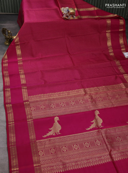 Pink Pure Kanchipuram Silk - Checks