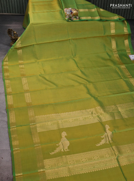 Green Pure Kanchipuram Silk - Checks