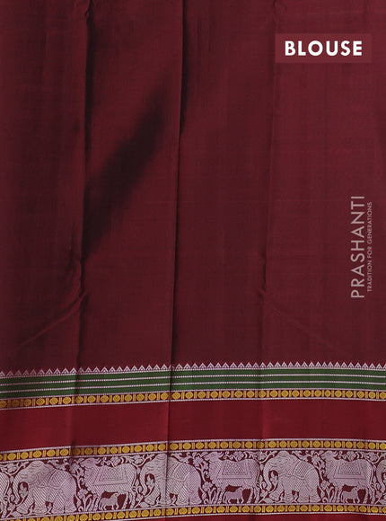 Rust Shade & Maroon Pure Kanchipuram Silk - Zari Butta