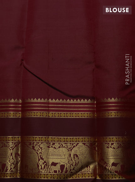 Magenta Pink & Maroon Pure Kanchipuram Silk - Zari Butta