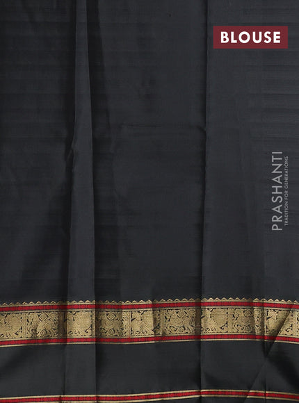 Beige & Olive Green Pure Kanchipuram Silk - Zari Butta