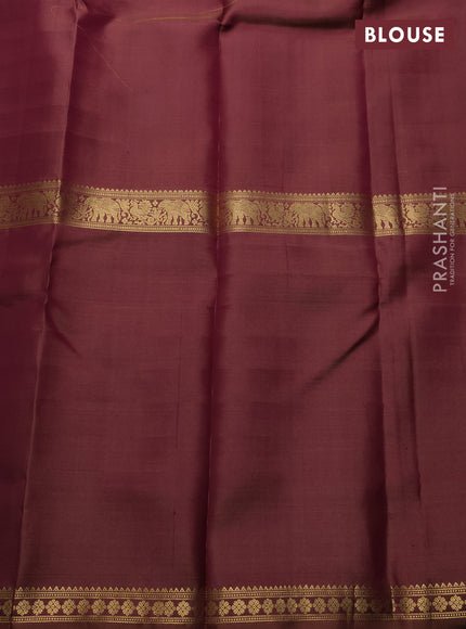 Green & Wine Pure Kanchipuram Silk - Checks