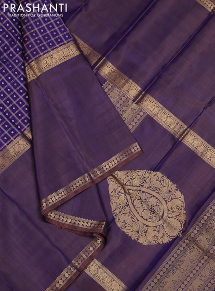 Violet Pure Kanchipuram Silk - Checks
