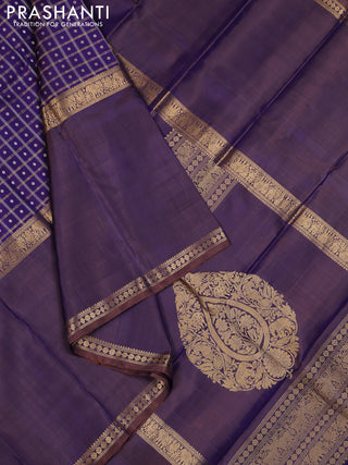 Violet Pure Kanchipuram Silk - Checks