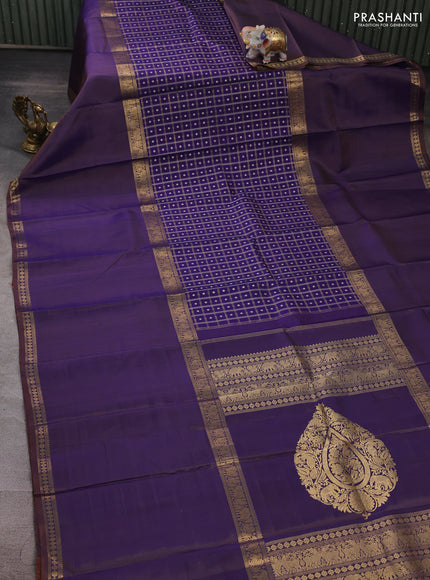 Violet Pure Kanchipuram Silk - Checks