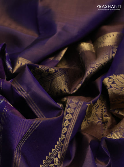 Violet Pure Kanchipuram Silk - Checks