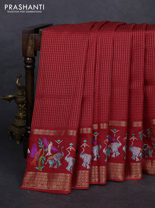 Red Sami Crepe Saree - Embroidery