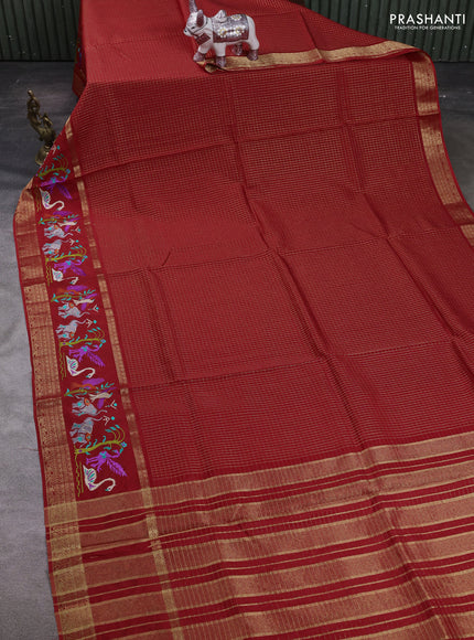 Red Sami Crepe Saree - Embroidery