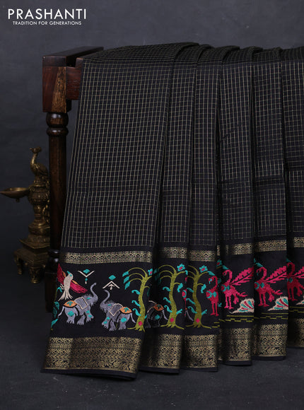 Black Sami Crepe Saree - Embroidery