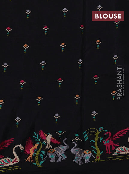 Black Sami Crepe Saree - Embroidery