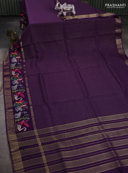 Violet Sami Crepe Saree - Embroidery