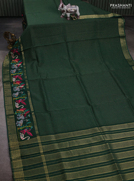 Green Sami Crepe Saree - Embroidery