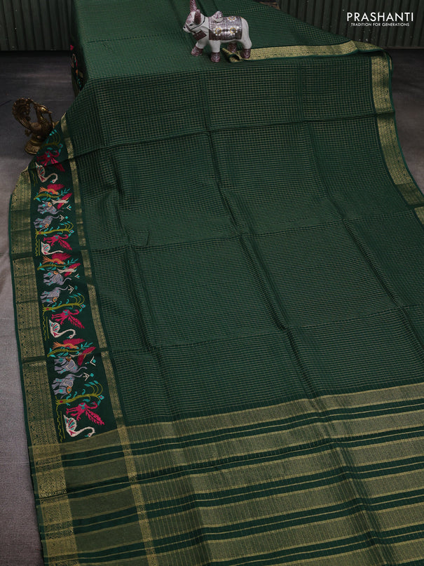 Green Semi Crepe Saree - Embroidery