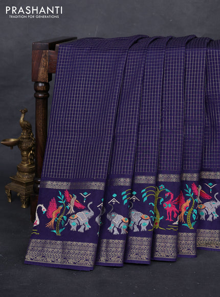 Blue Sami Crepe Saree - Embroidery