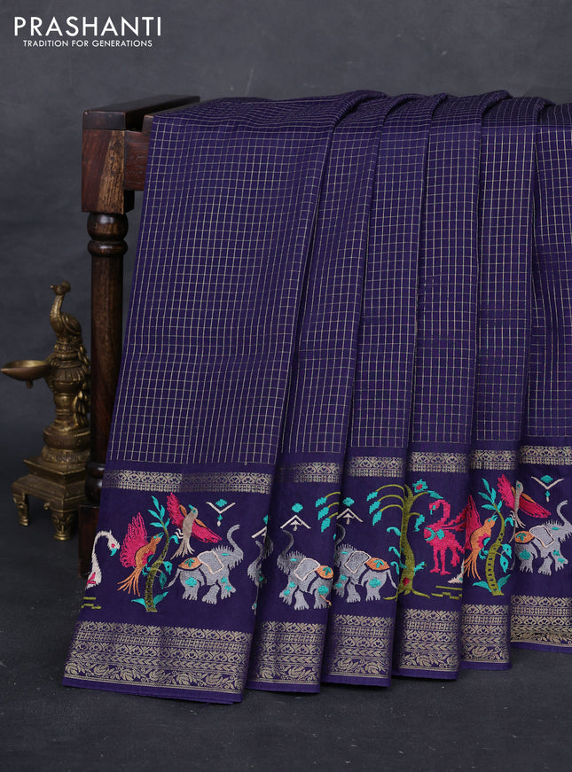 Blue Semi Crepe Saree - Embroidery