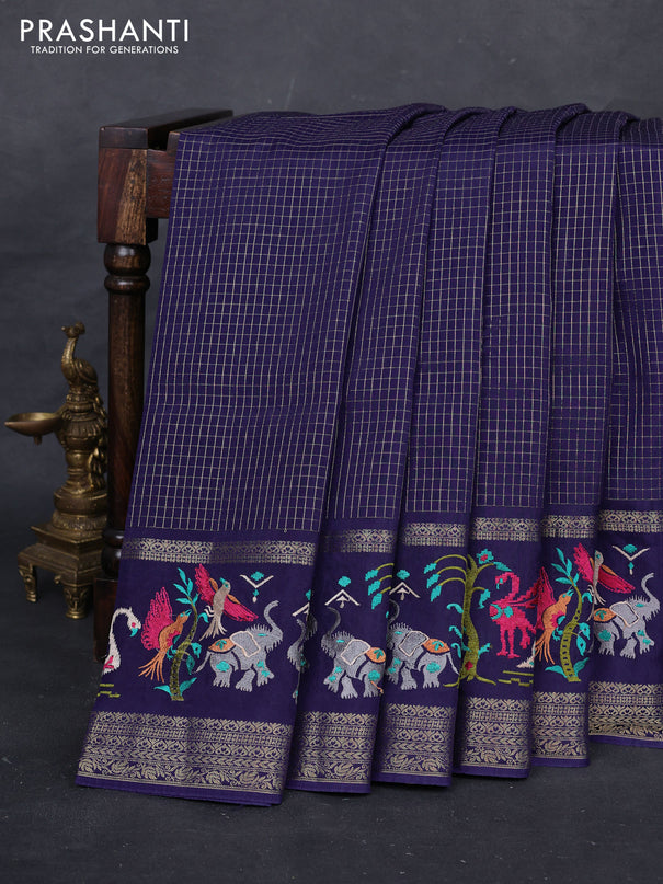 Blue Semi Crepe Saree - Embroidery