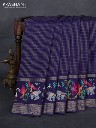 Blue Sami Crepe Saree - Embroidery