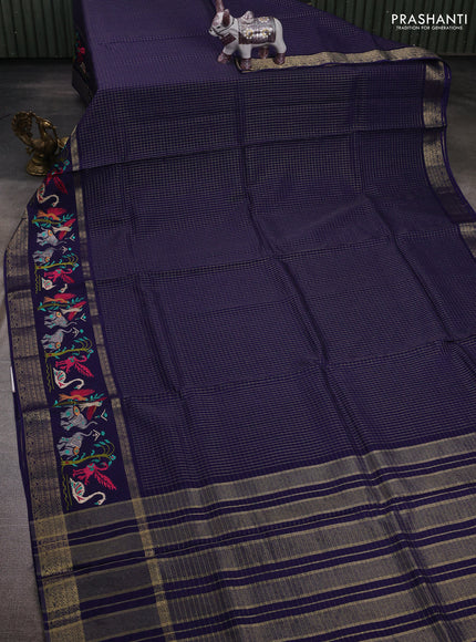 Blue Sami Crepe Saree - Embroidery
