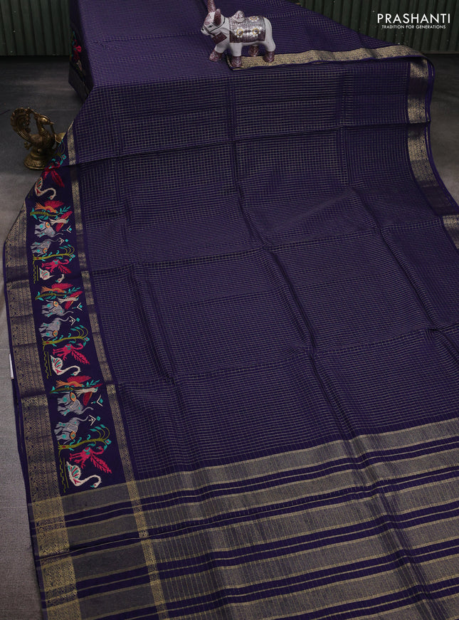 Blue Semi Crepe Saree - Embroidery
