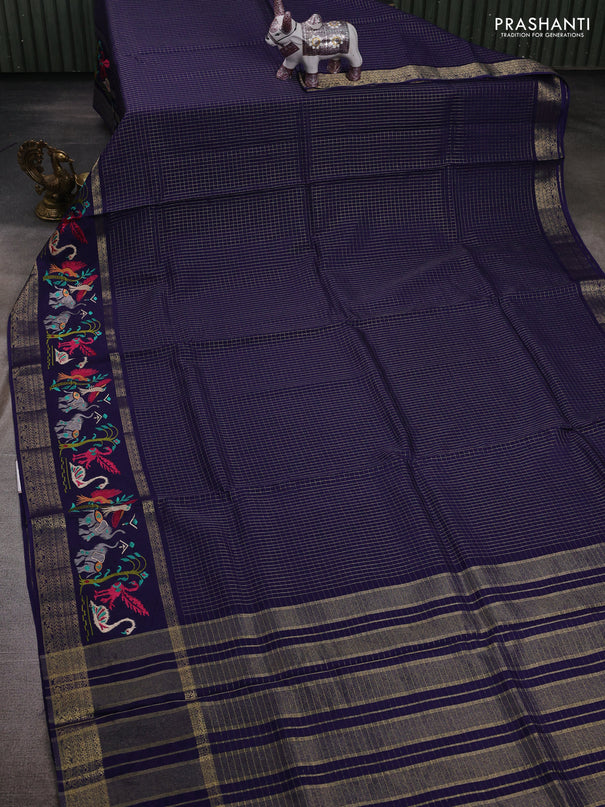 Blue Semi Crepe Saree - Embroidery