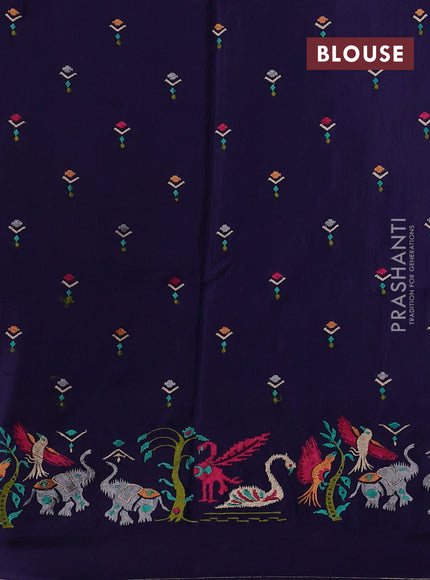 Blue Sami Crepe Saree - Embroidery