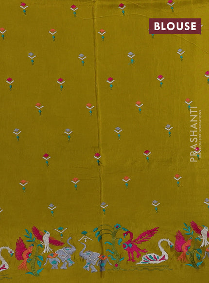 Mustard Green Sami Crepe Saree - Embroidery