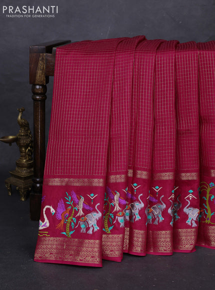 Pink Sami Crepe Saree - Embroidery