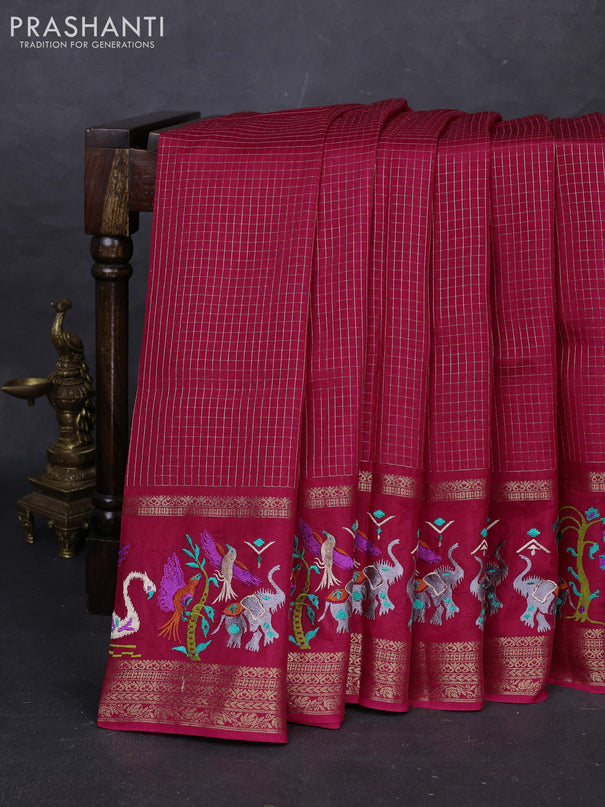Pink Semi Crepe Saree - Embroidery