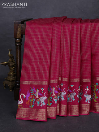 Pink Sami Crepe Saree - Embroidery