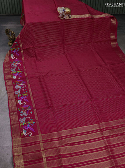 Pink Sami Crepe Saree - Embroidery