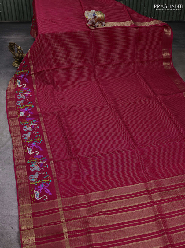 Pink Semi Crepe Saree - Embroidery