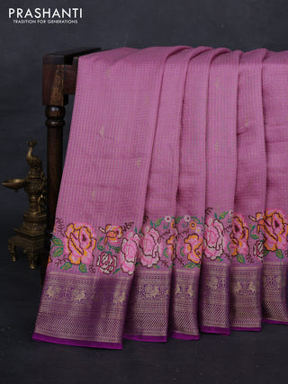 Mauve Pink & Purple Sami Crepe Saree - Embroidery