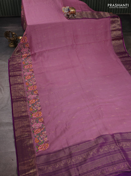 Mauve Pink & Purple Sami Crepe Saree - Embroidery
