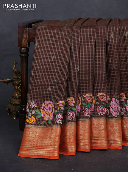 Coffee Brown Sami Crepe Saree - Embroidery