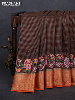 Coffee Brown Sami Crepe Saree - Embroidery