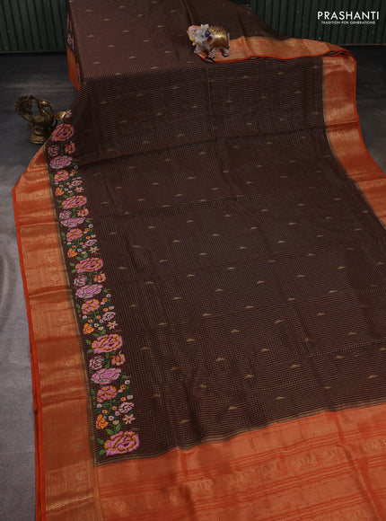 Coffee Brown Sami Crepe Saree - Embroidery
