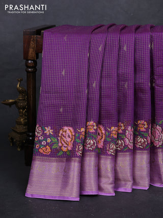 Purple & Lavender Sami Crepe Saree - Embroidery